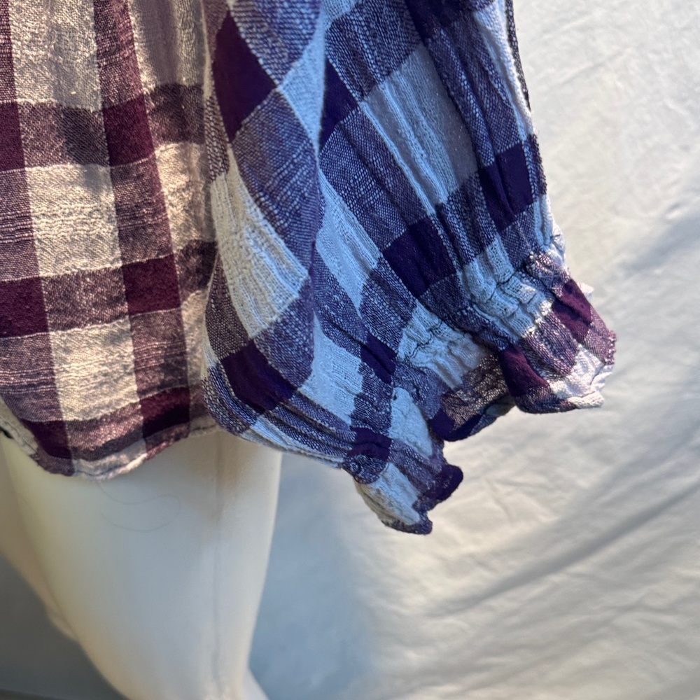 Free People Purple Checkered Blouse - Picture 3 of 11